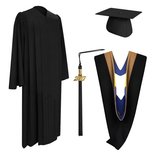 Deluxe Black Bachelor Graduation Cap, Gown, Tassel & Hood