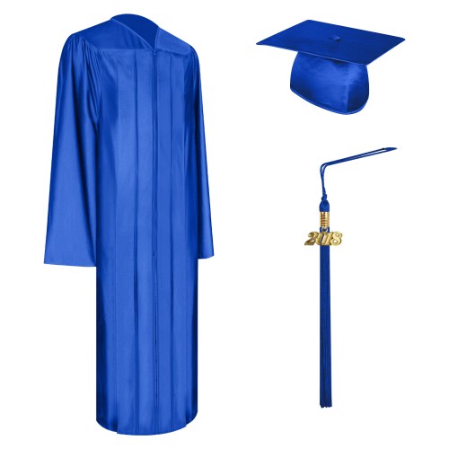 Shiny Royal Blue High School Graduation Cap, Gown & Tassel