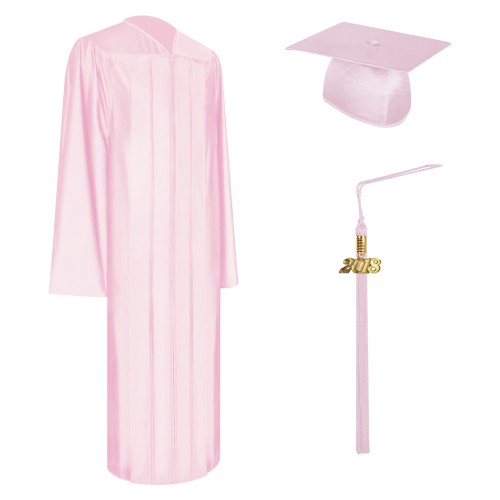 Shiny Pink Faculty Staff Graduation Cap, Gown & Tassel