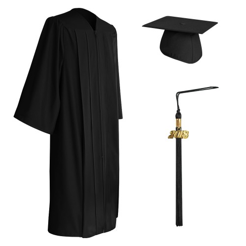 Matte Black Faculty Staff Graduation Cap, Gown & Tassel