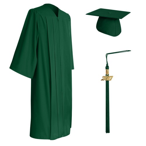 Matte Hunter Green Bachelor Graduation Cap, Gown & Tassel