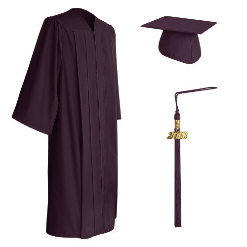Matte Maroon Middle School and Junior High Graduation Cap, Gown & Tassel