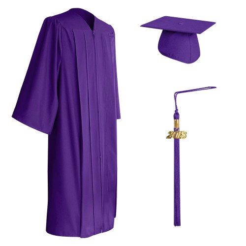 Matte Purple College and University Graduation Cap, Gown & Tassel