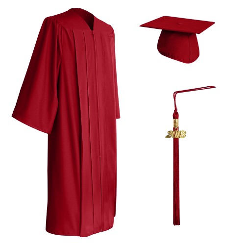 Matte Red Faculty Staff Graduation Cap, Gown & Tassel
