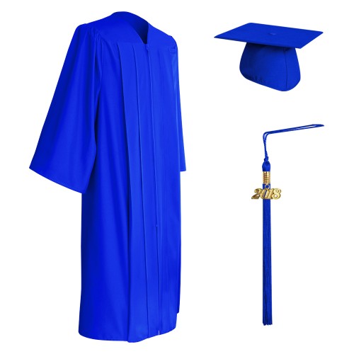 Matte Royal Blue Faculty Staff Graduation Cap, Gown & Tassel