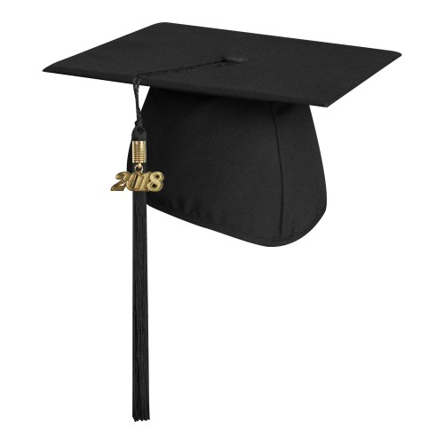 Matte Black College and University Graduation Cap with Tassel 