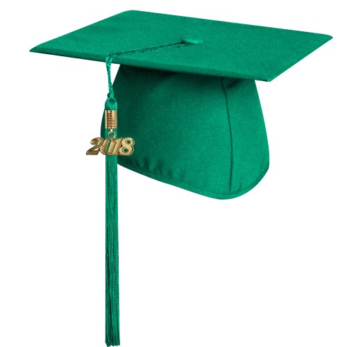 Matte Emerald Green High School Graduation Cap with Tassel 