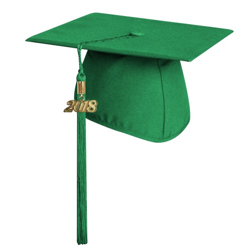 Matte Green Technical and Vocational Graduation Cap with Tassel 