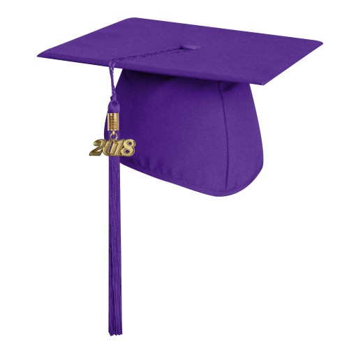 Matte Purple Technical and Vocational Graduation Cap with Tassel 