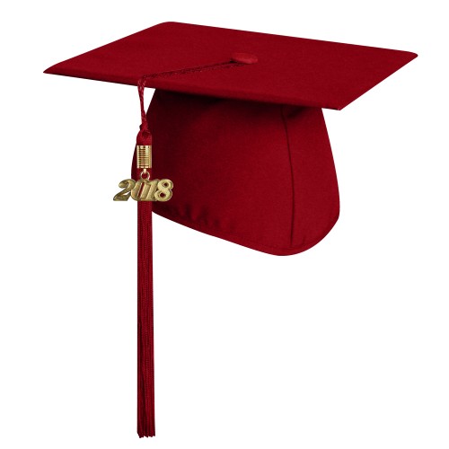 Matte Red Faculty Staff Graduation Cap with Tassel 