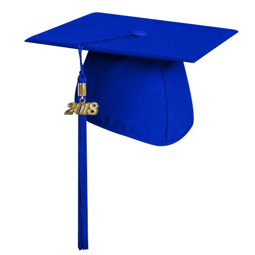 Matte Royal Blue College and University Graduation Cap with Tassel 