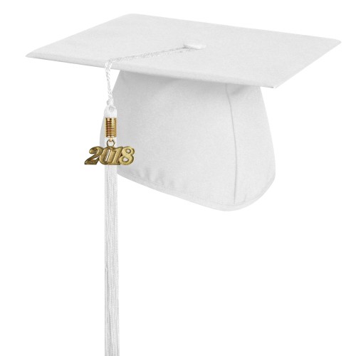 Matte White Technical and Vocational Graduation Cap with Tassel 