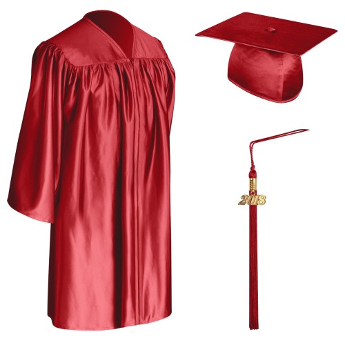 Shiny Red Graduation Cap Gown and Tassel | Cap and Gown Direct