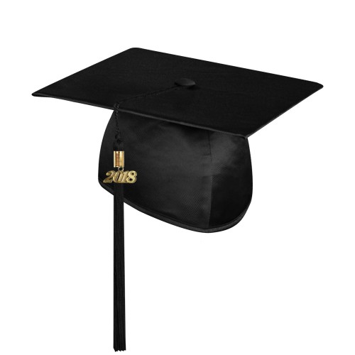 Shiny Black Bachelor Graduation Cap with Tassel 