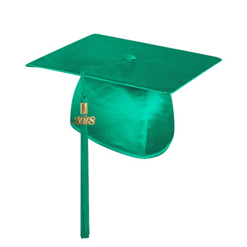 Shiny Emerald Green Middle School and Junior High Graduation Cap with Tassel