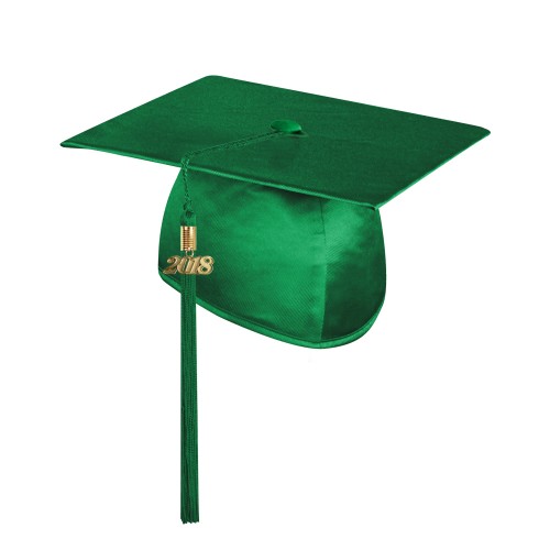 Shiny Green College and University Graduation Cap with Tassel 