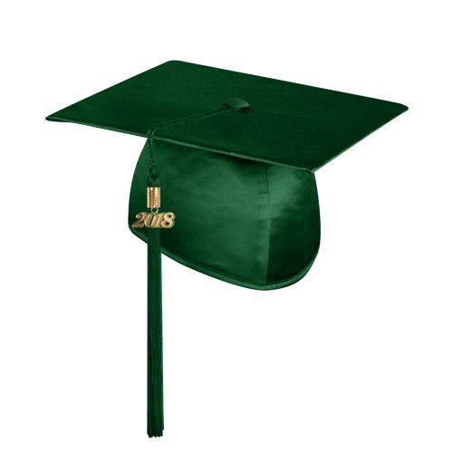 Shiny Hunter Green College and University Graduation Cap with Tassel 