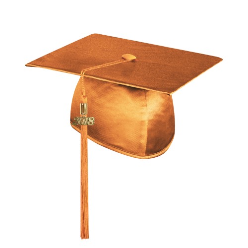Shiny Orange Bachelor Graduation Cap with Tassel 