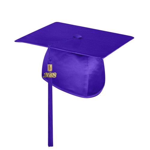Shiny Purple High School Graduation Cap with Tassel 