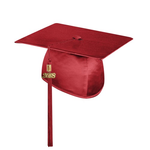 Shiny Red Technical and Vocational Graduation Cap with Tassel 