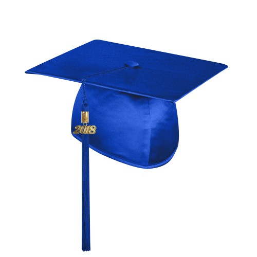 Shiny Royal Blue College and University Graduation Cap with Tassel 