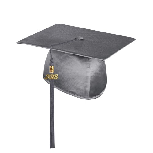 Shiny Silver Technical and Vocational Graduation Cap with Tassel 