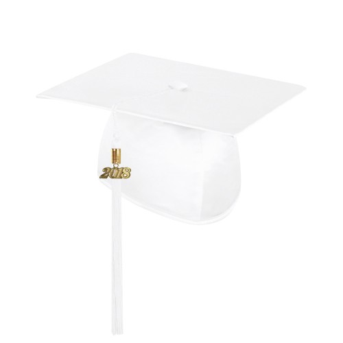 Shiny White Technical and Vocational Graduation Cap with Tassel 