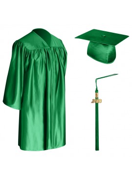 Green Child Graduation Cap, Gown & Tassel