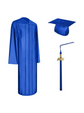 Shiny Royal Blue College and University Graduation Cap, Gown & Tassel