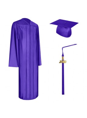 Shiny Purple High School Graduation Cap, Gown & Tassel