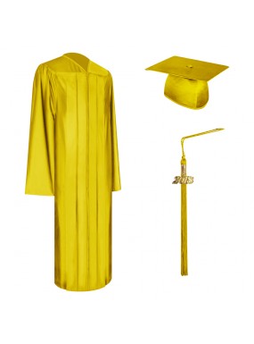 Shiny Gold College and University Graduation Cap, Gown & Tassel