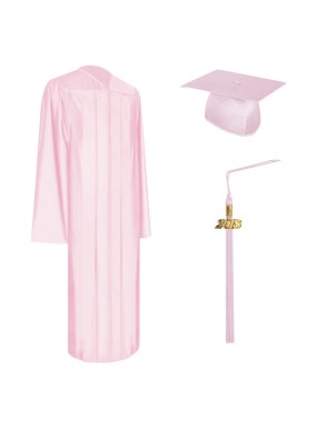 Shiny Pink College and University Graduation Cap, Gown & Tassel