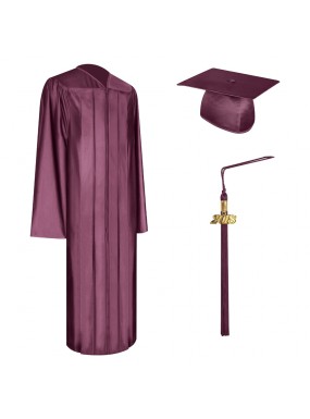Shiny Maroon Technical and Vocational Graduation Cap, Gown & Tassel