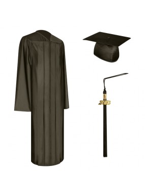Shiny Brown College and University Graduation Cap, Gown & Tassel