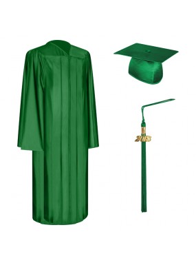 Shiny Green Technical and Vocational Graduation Cap, Gown & Tassel
