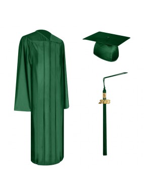 Shiny Hunter Green Technical and Vocational Graduation Cap, Gown & Tassel