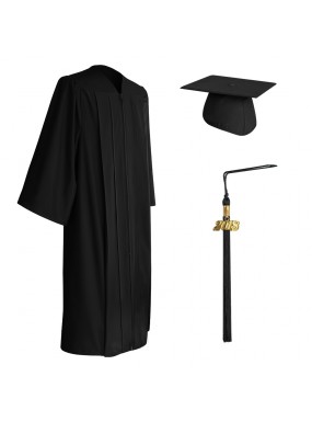 Matte Black College and University Graduation Cap, Gown & Tassel