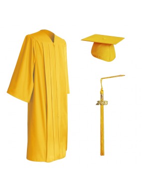 Matte Gold High School Graduation Cap, Gown & Tassel