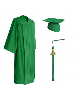 Matte Green College and University Graduation Cap, Gown & Tassel
