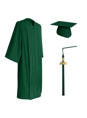 Matte Hunter Green High School Graduation Cap, Gown & Tassel