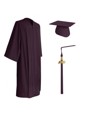 Matte Maroon College and University Graduation Cap, Gown & Tassel