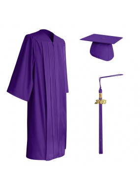 Matte Purple High School Graduation Cap, Gown & Tassel