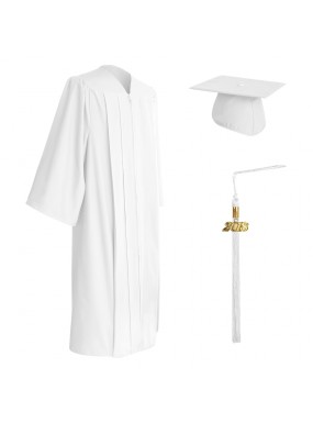 Matte White Faculty Staff Graduation Cap, Gown & Tassel