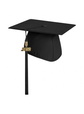 Matte Black Technical and Vocational Graduation Cap with Tassel 