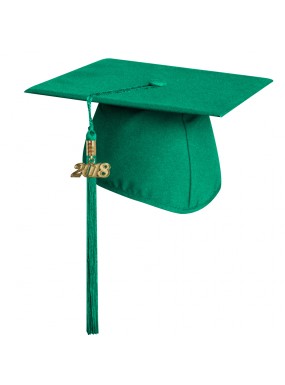 Matte Emerald Green Technical and Vocational Graduation Cap with Tassel 