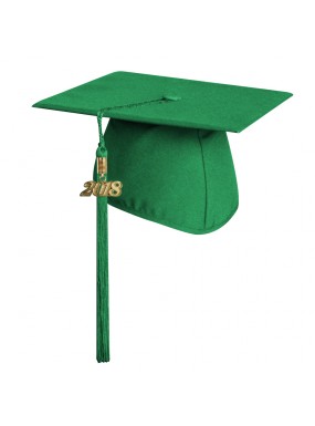 Matte Green College and University Graduation Cap with Tassel 