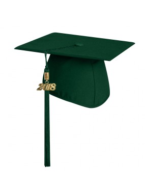 Matte Hunter Green Technical and Vocational Graduation Cap with Tassel 