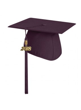 Matte Maroon College and University Graduation Cap with Tassel 