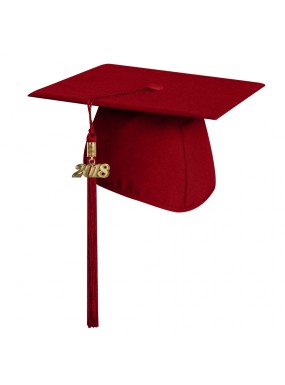 Matte Red Technical and Vocational Graduation Cap with Tassel 