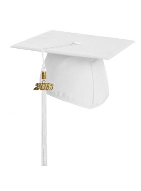 Matte White Technical and Vocational Graduation Cap with Tassel 